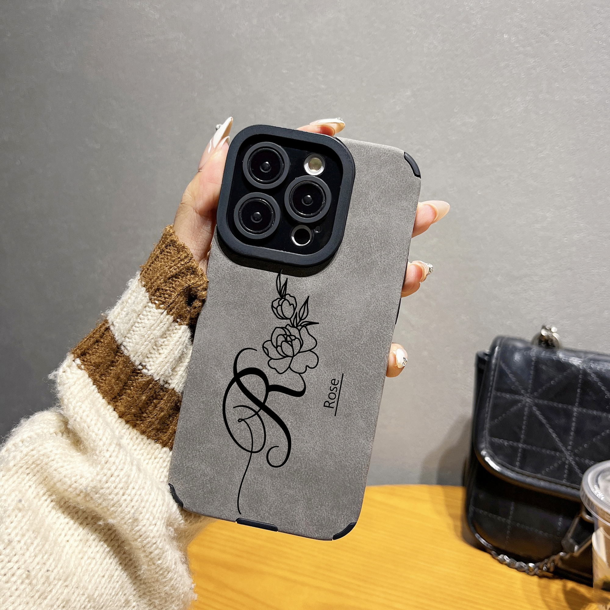 Phone Accessories Names - Rose Pattern Customized Name Phone Case