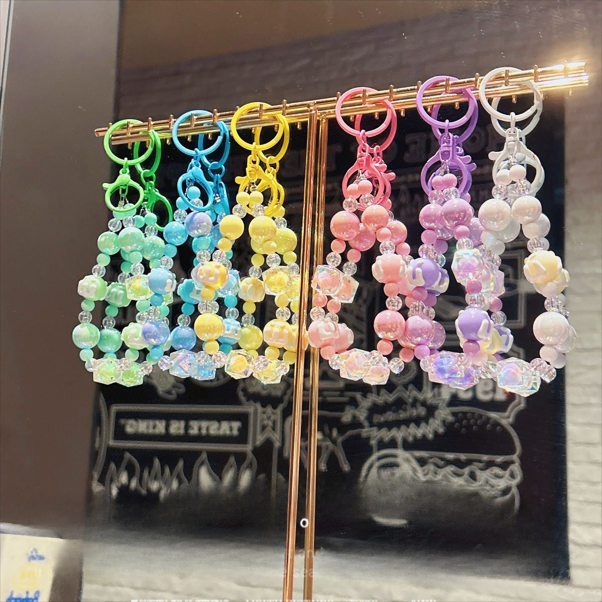 Ysl Phone Accessories - Creative, Fresh, and Pastel-Colored Beaded Keychain: