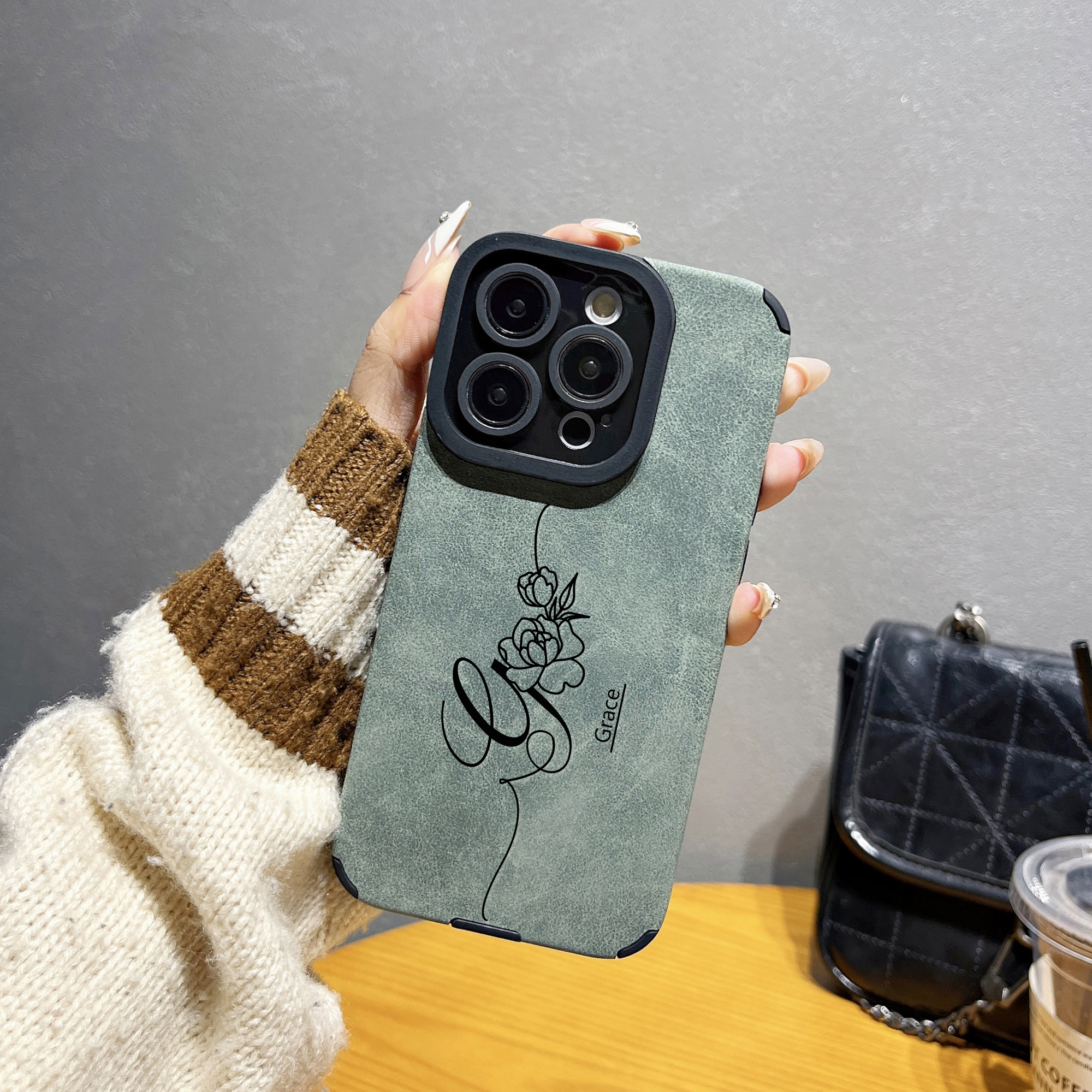 Rose Pattern Customized Name P - Phone Accessories Names ulasan dan harga