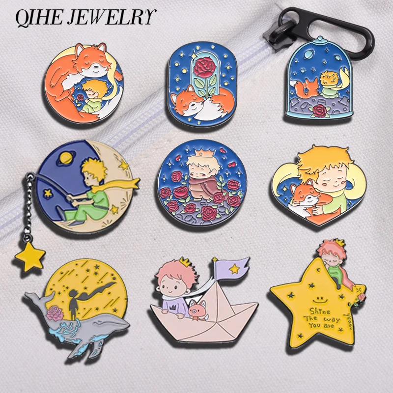 Boy and Fox Rose Enamel Pins C - Phone Accessories Names ulasan dan harga