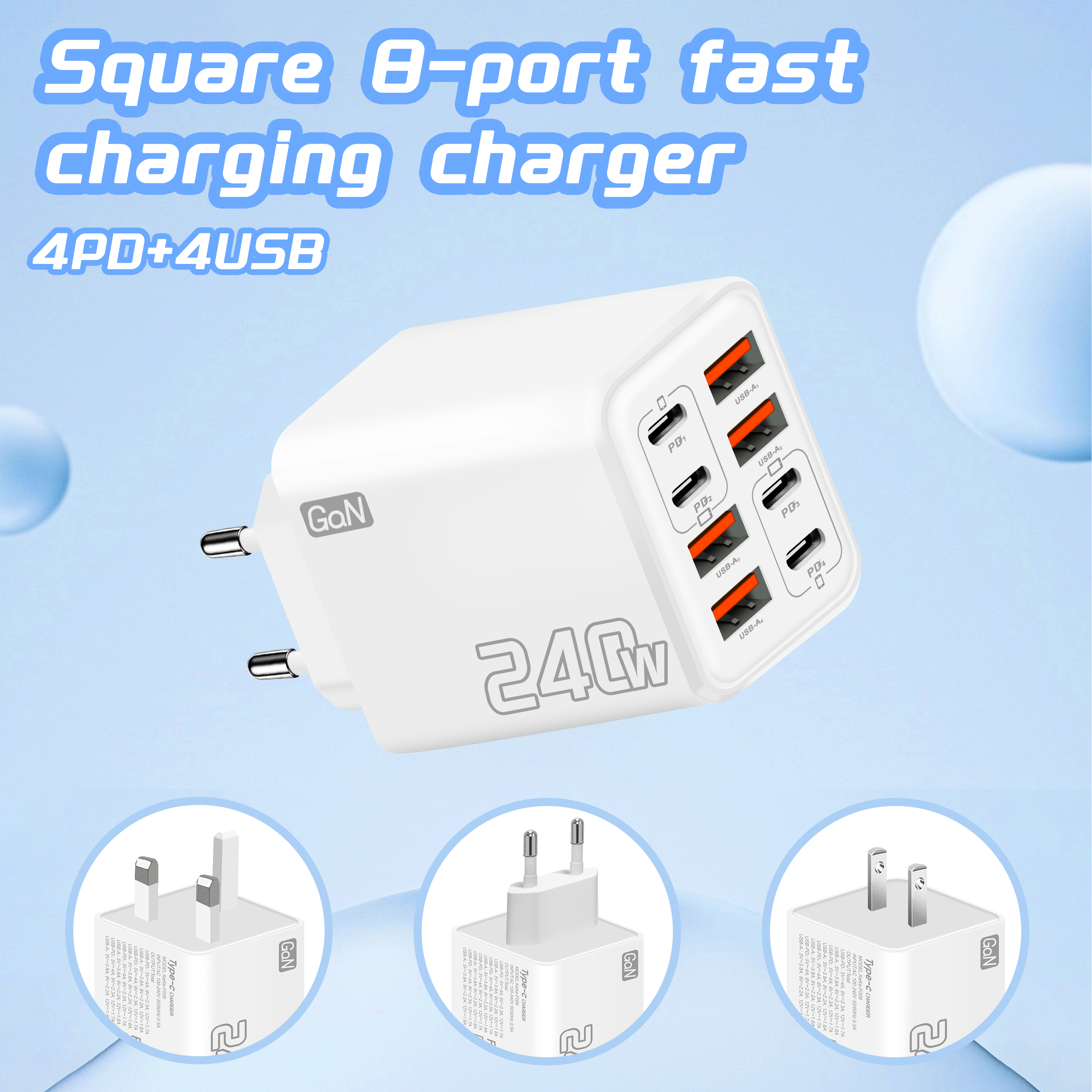 240W GaN USB C Charger 8 in 1  - Phone Accessories Supplier ulasan dan harga