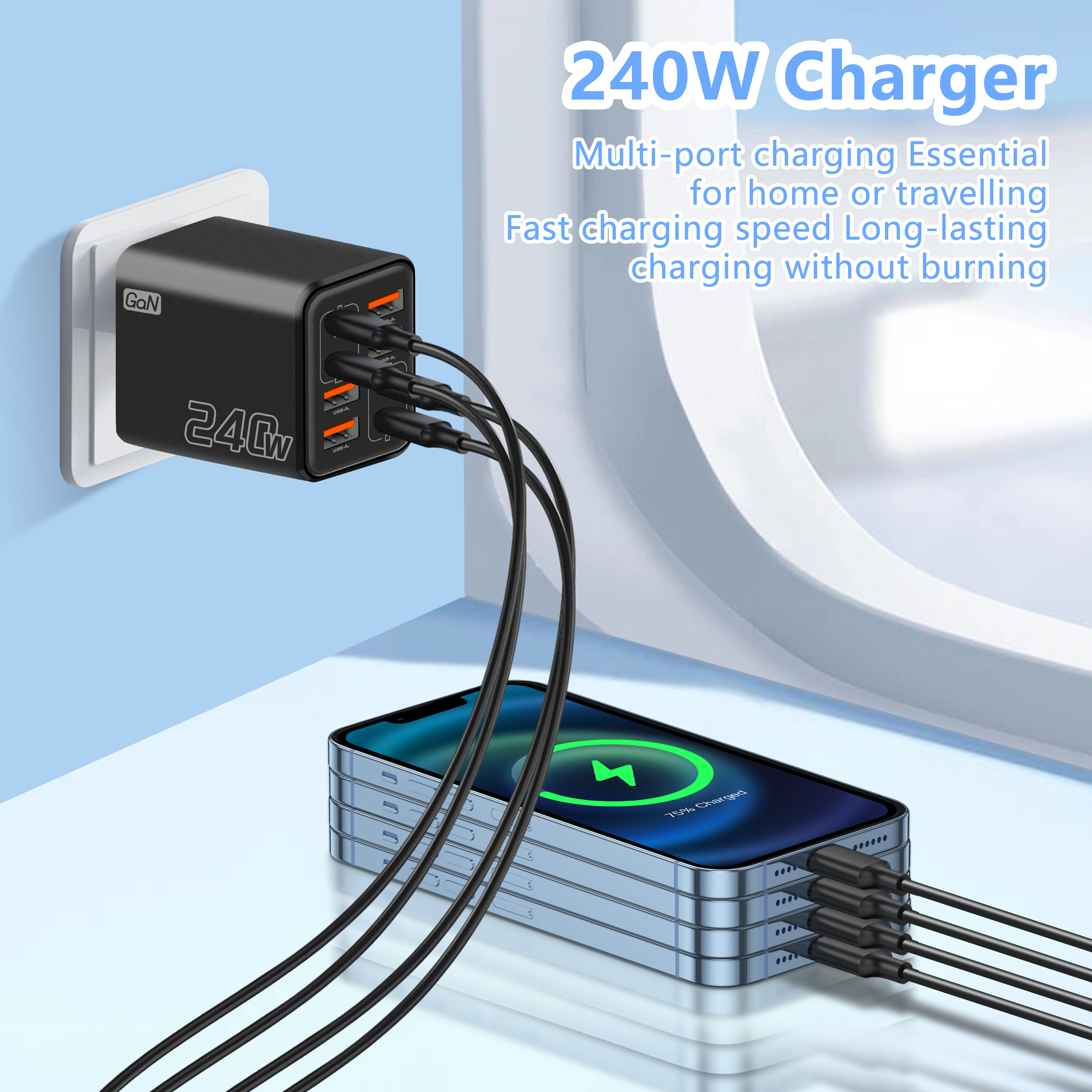 240W GaN USB C Charger 8 in 1  - Phone Accessories Supplier ulasan dan harga
